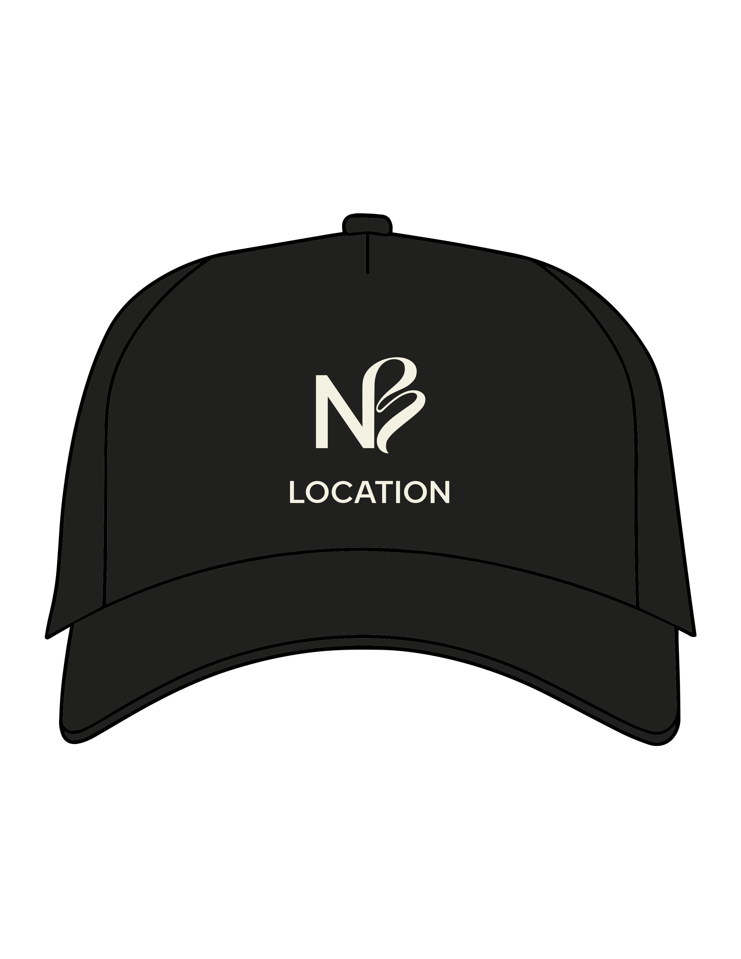 The Canvas Cap - Black - Neighborhood Barre - Center Crown "LOCATION" - Embroidered - Warm White