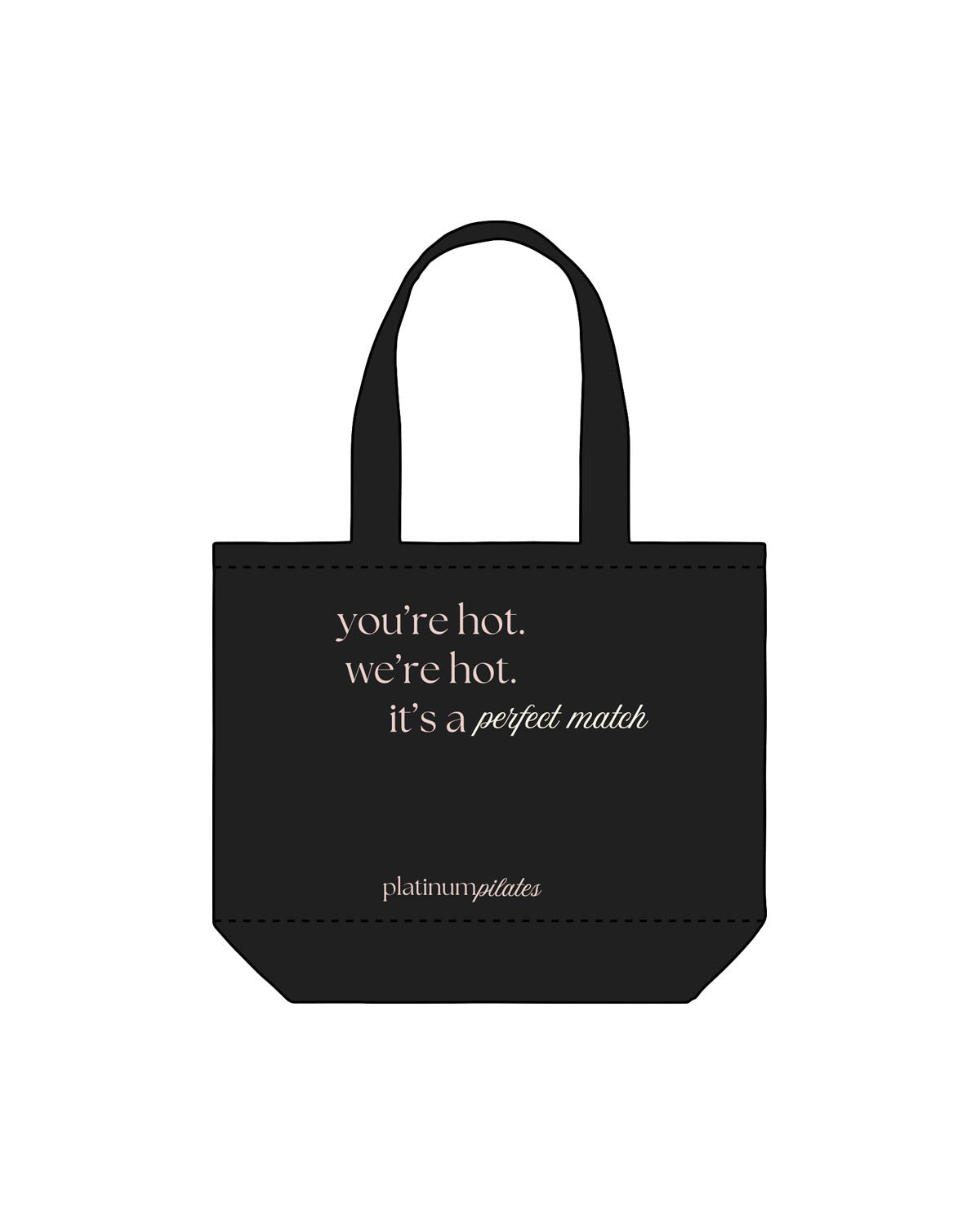 The Tote Bag - Black - Platinum Pilates - Full Front - Printed - Full Color