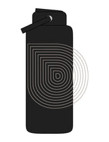 The Wide Mouth Water Bottle - Black - Drench - Center Body Icon - Printed - Taupe