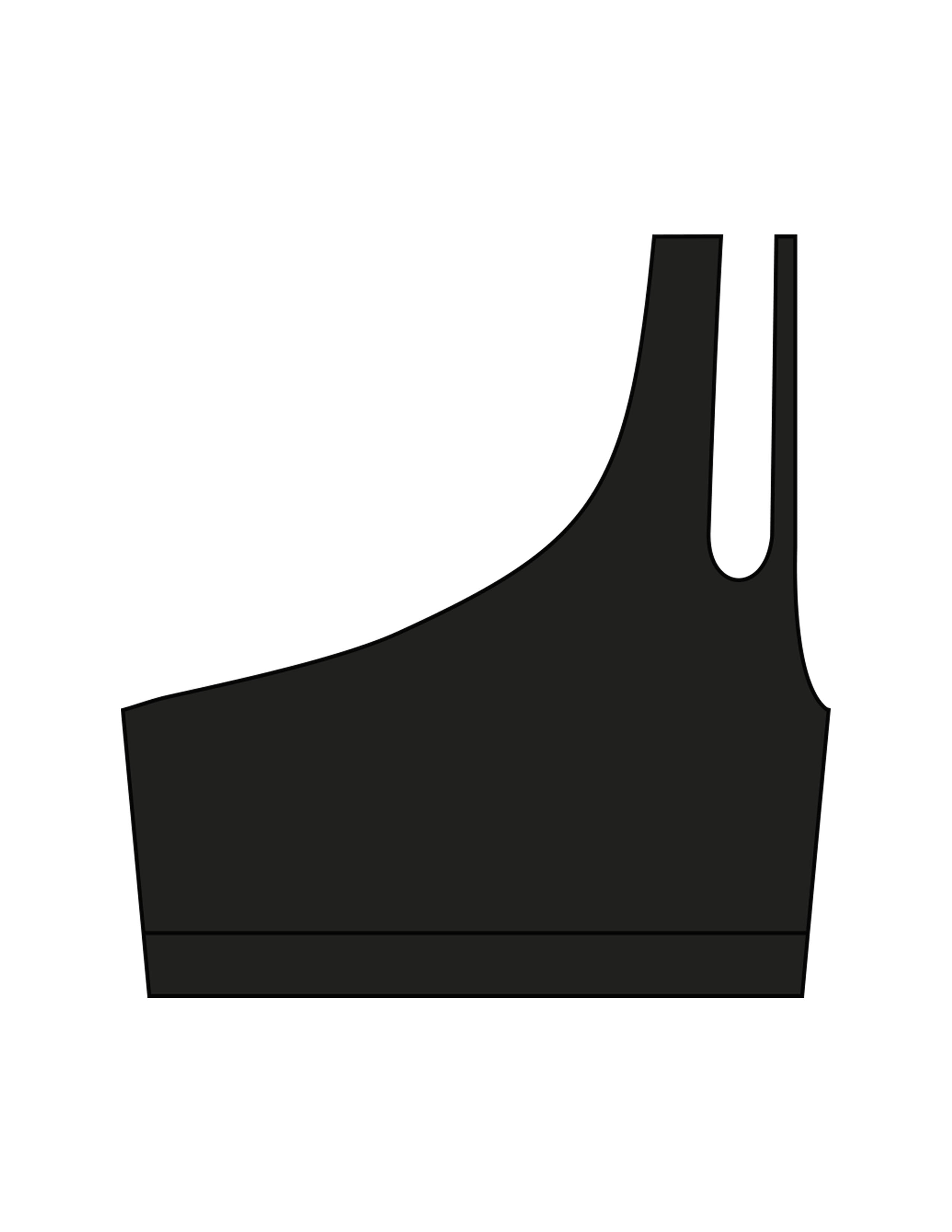 The One Shoulder Bra - Black - BlueCarrot - Center Back - Printed - White