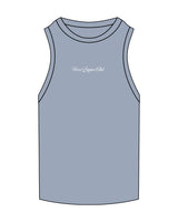 The Ribbed Full Length Tank - Powder - Viva Lagree - Center Chest Script - Embroidered - White