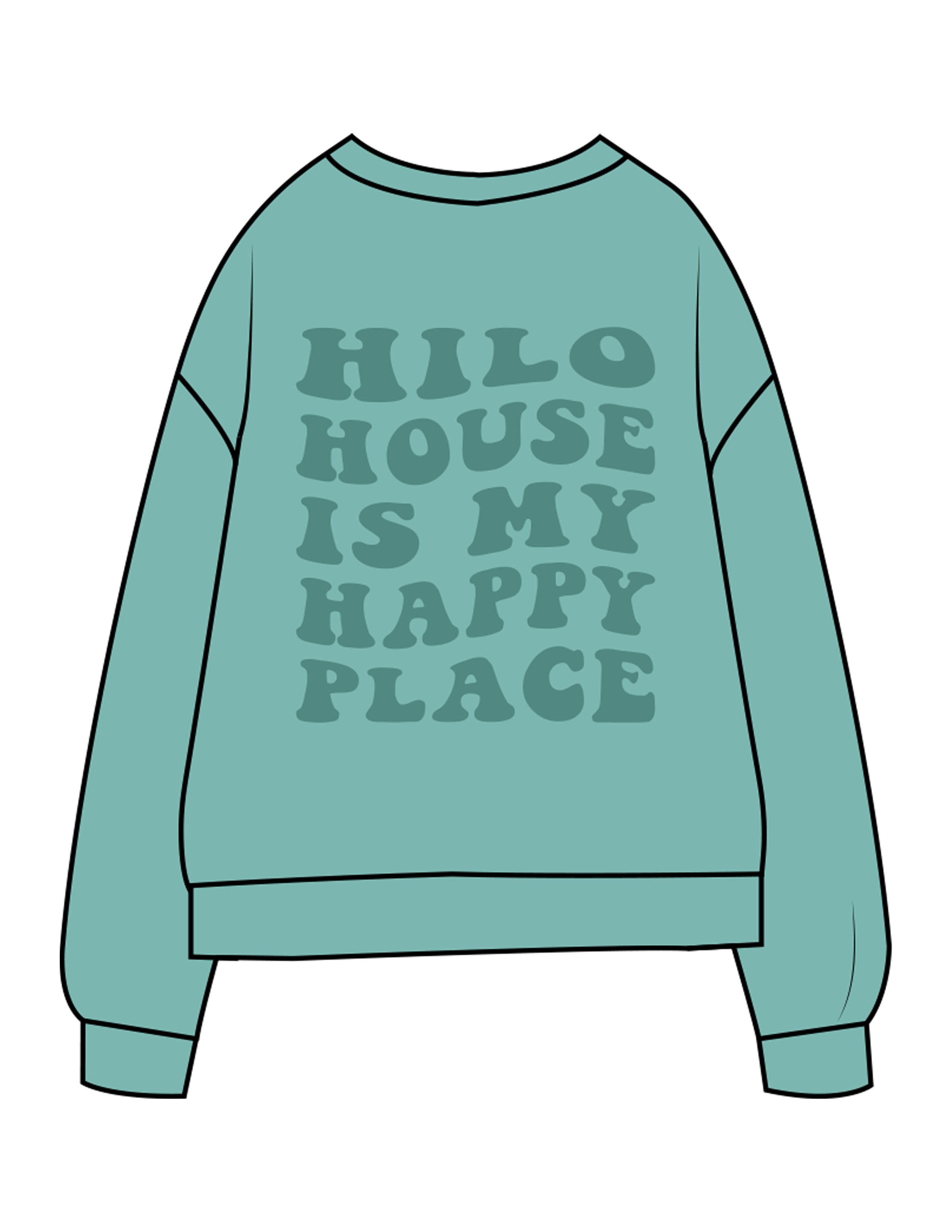 The Midweight Unisex Crewneck - Washed Mint - HiLo - Left Chest & Back Stacked - Printed - Tone on Tone