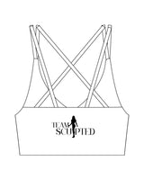 The Strappy Bra - White - Team Sculpted - Left Chest & Center Back Logo - Printed - Black