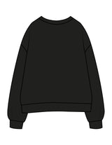The Womens Crewneck - Black - Vintage Pour - Center Chest Initials & Right Wrist - Embroidered - White
