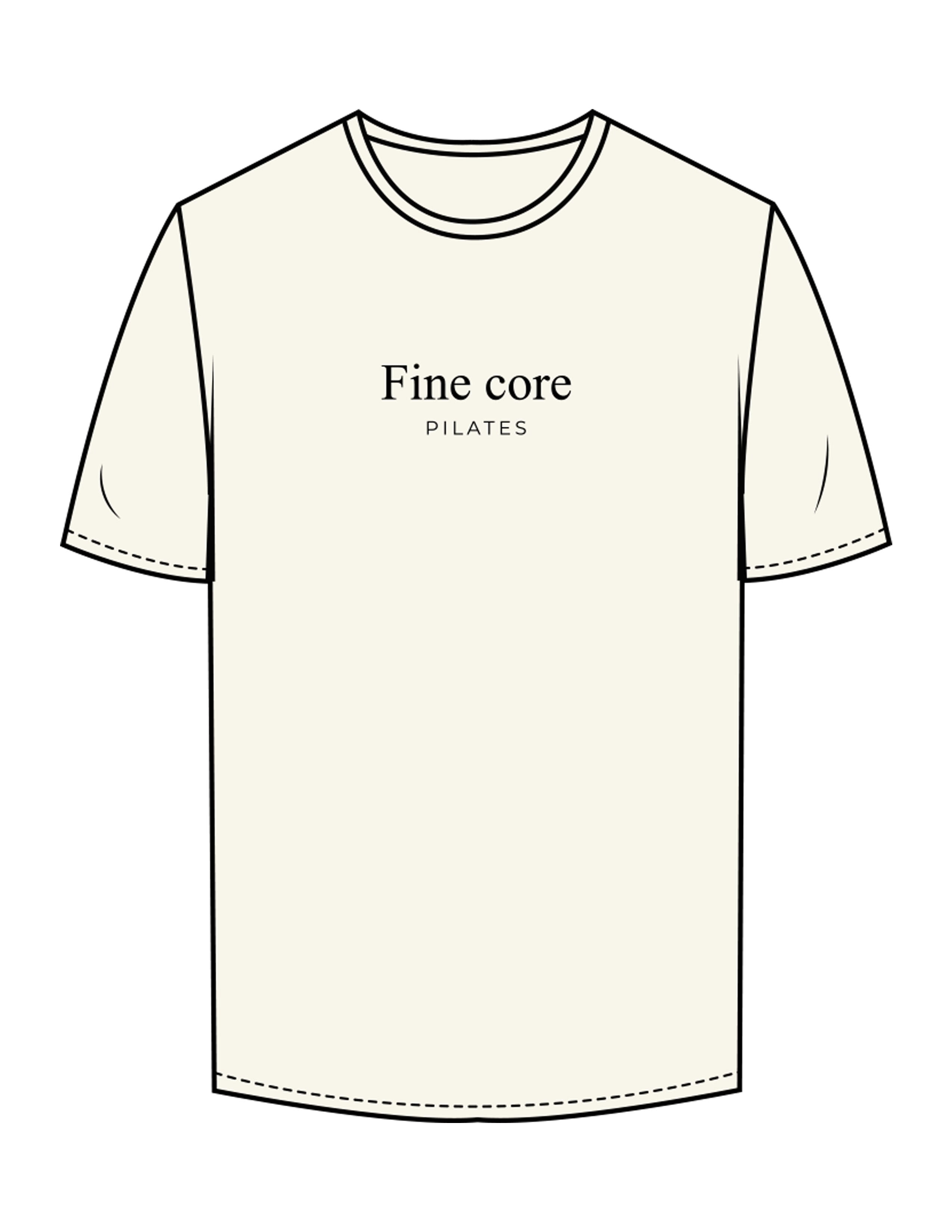 The Mens Tee - Off White - Fine Core Pilates - Center Chest Stacked - Printed - Black