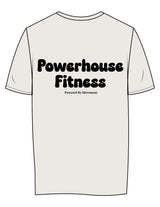 The Womens Tee - Bone - Powerhouse Fitness - Left Chest Heart & Back Stacked - Printed - Black