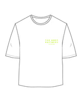 The Oversized Crop Tee - White - The Body Refinery - Left Chest Stacked & Center Back Vertical - Neon Green