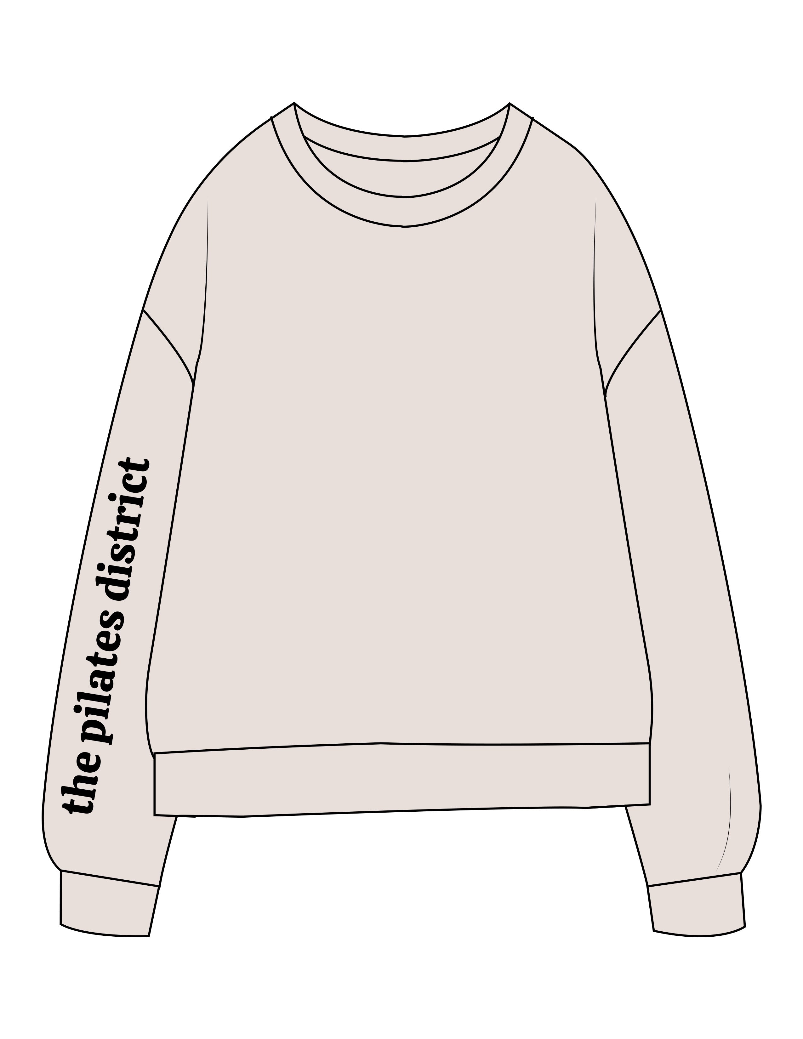 The Midweight Unisex Crewneck - Washed Ivory - THE PILATES DISTRICT - Right Sleeve - Printed - Black