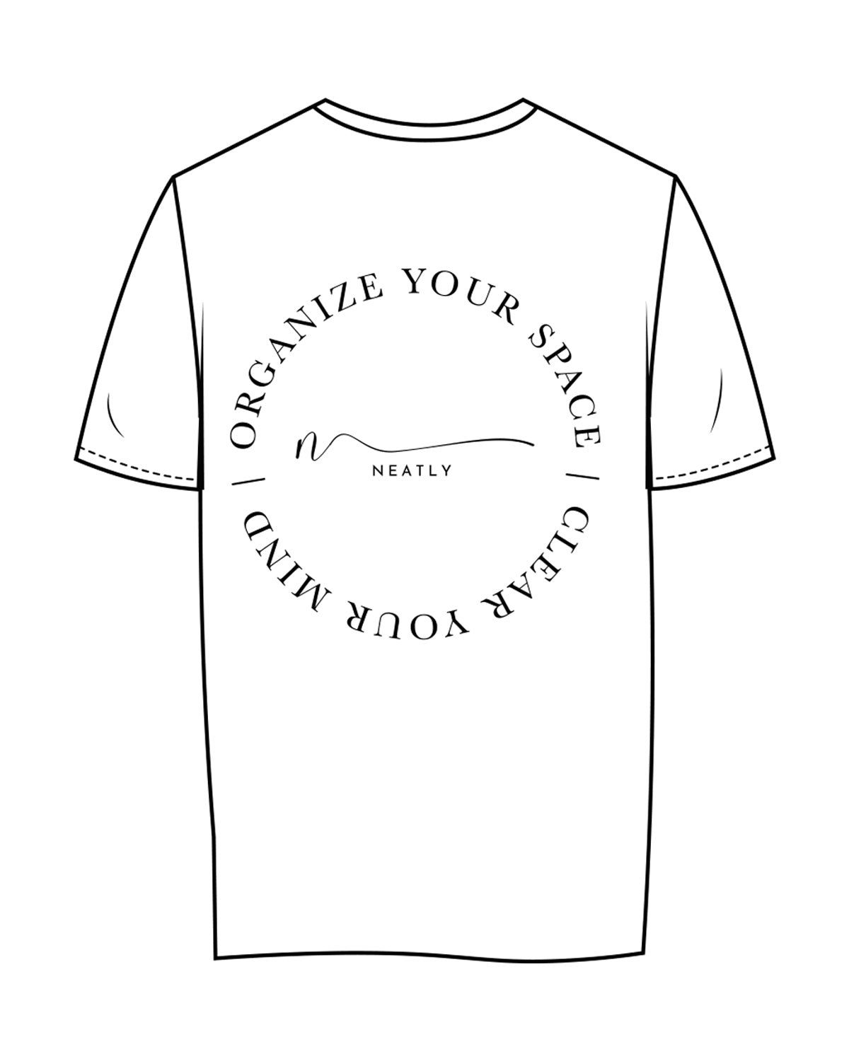 The Womens Tee - White - Neatly - Left Chest & Back Center - Black