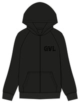 The Mens Heavyweight Zip Hoodie - Black - SOUL YOGA - Left Chest "GVL" - Printed - Tone on Tone