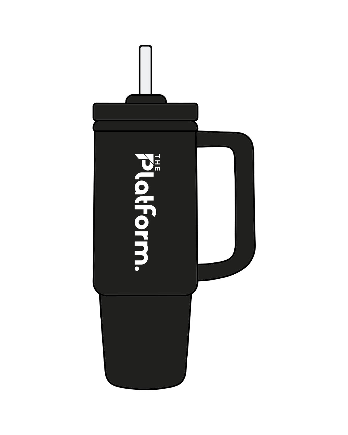 The Tumbler Cup - Black - The Platform Studio - Center Body - Printed - White
