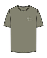 The Mens Tee - Eucalyptus - Haus of Fitness - Left Chest & Back Vertical Text - White