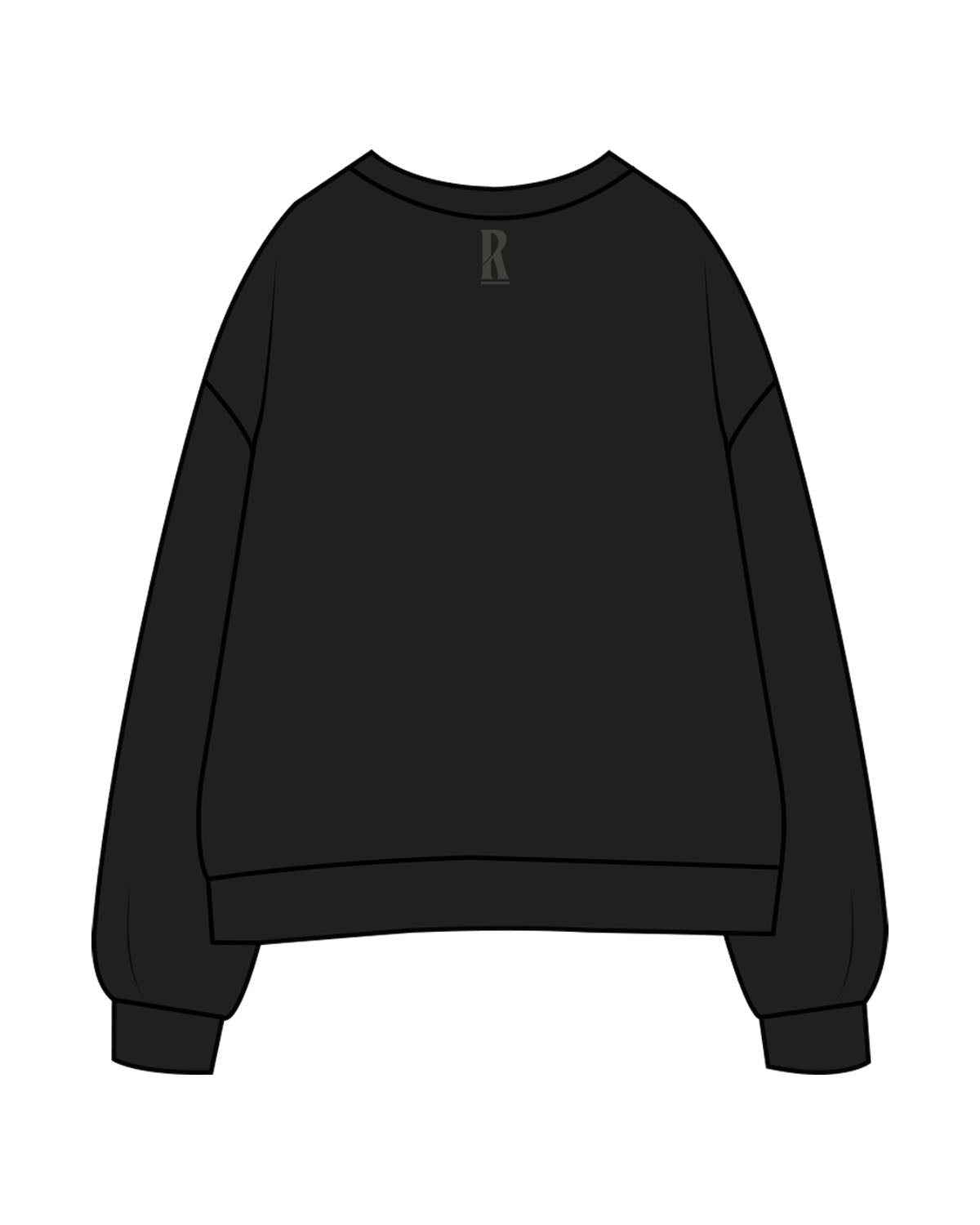 The Mens Crewneck - Black - Revolve Pilates - Center Chest & Back Neckline - Printed - Charcoal