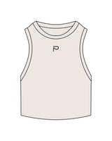 The Ribbed Crop Tank - Bone - Primarie Pilates - Center Chest - Embroidered - Black