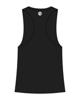 The Racerback Tank - Black - Krista - Center Chest Stacked & Back Center - White