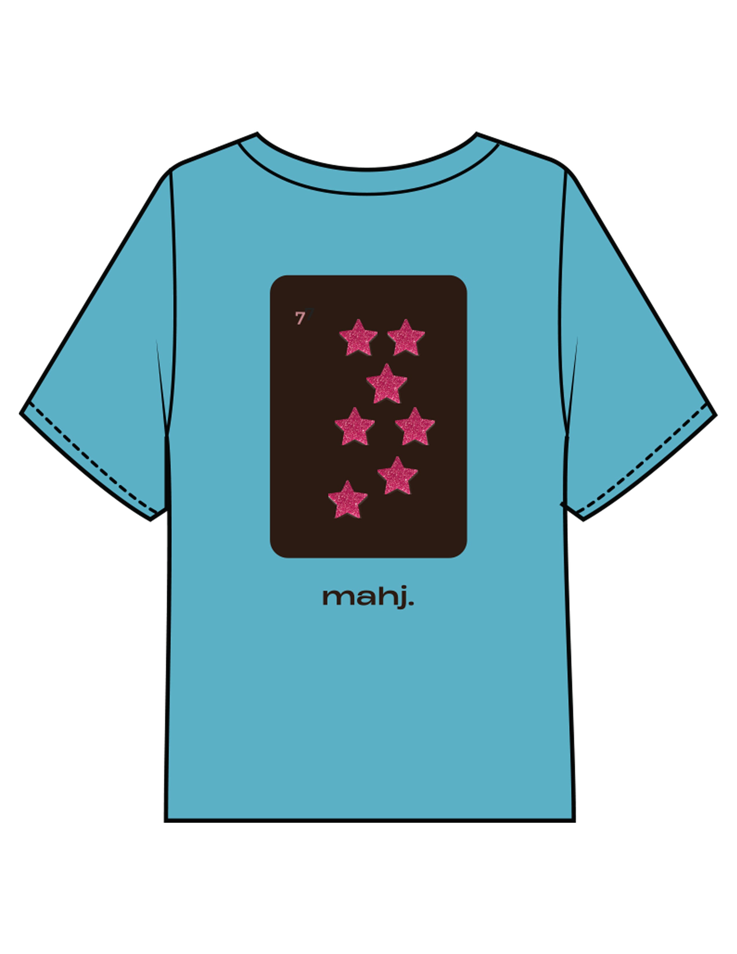 The Midweight Crop Tee - Turquoise - Barnes. The Label - Center Chest & Back Stars - Printed - Full Color