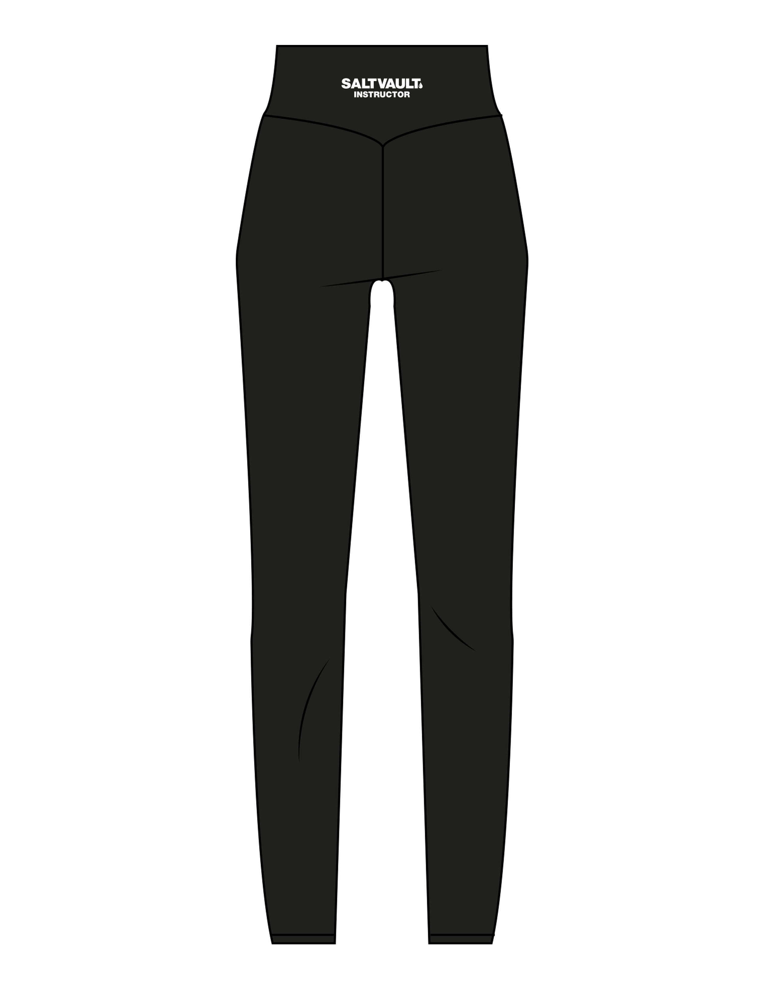 The Basic Legging - Black - Saltvault Instructor - Back Waistline - Printed - White