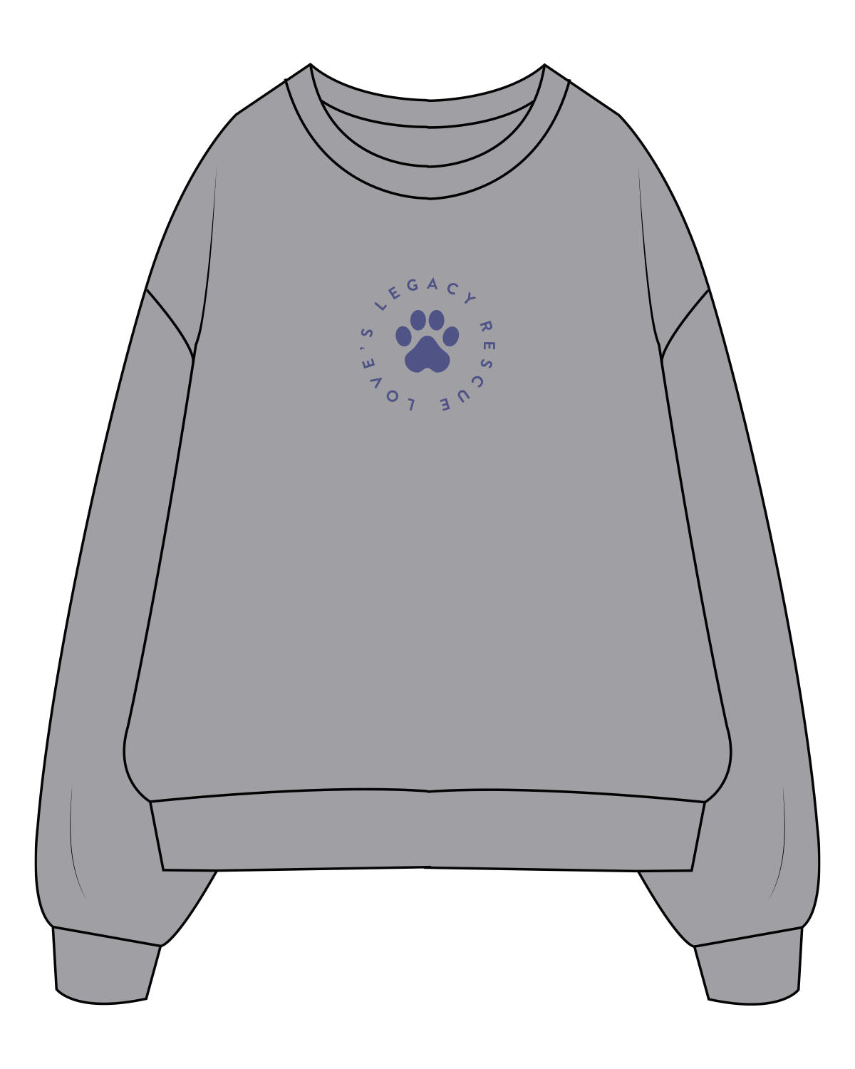 The Mens Crewneck - Heather - LLR - Chest Round - Printed - Gray Blue