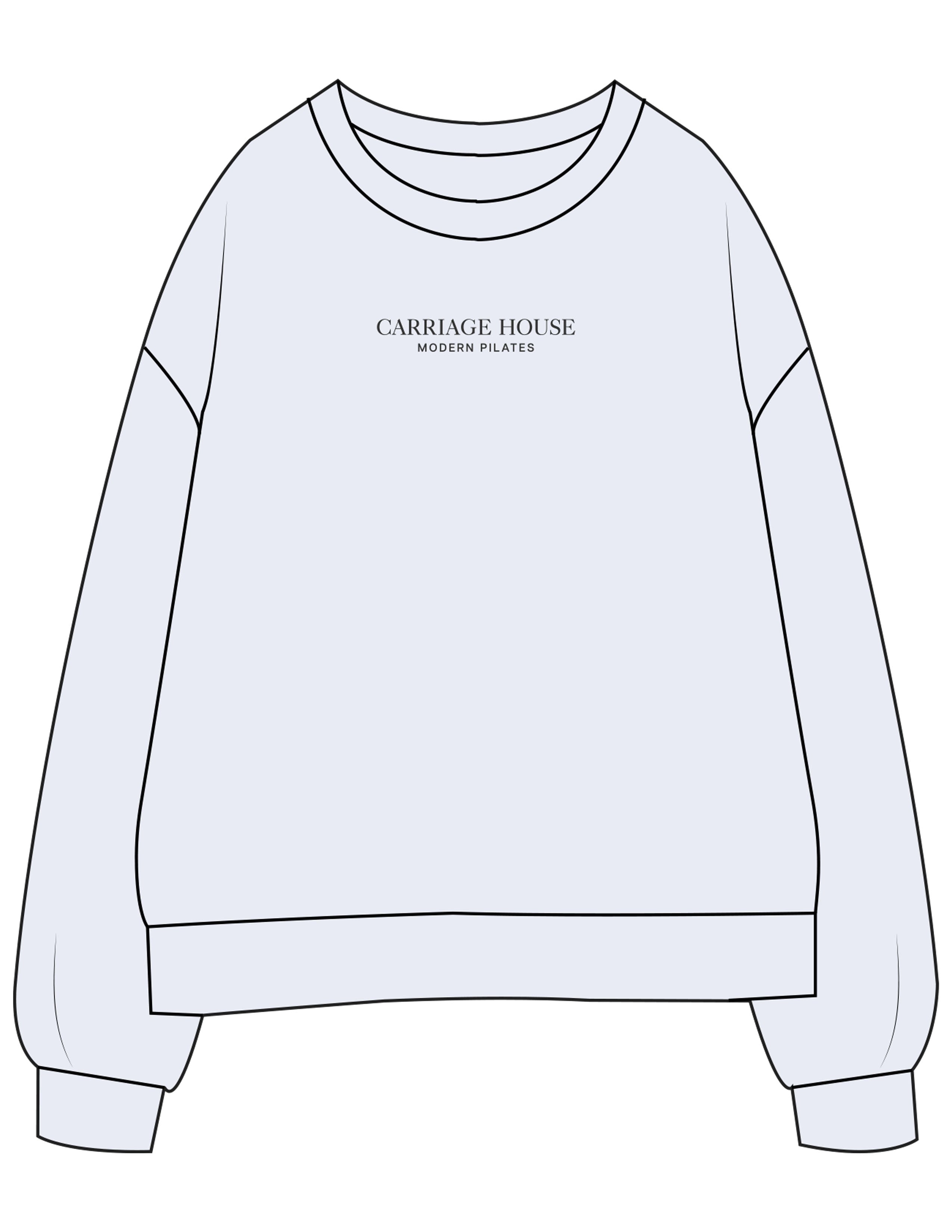 The Mens Classic Crewneck - White Heather - Carriage House - Center Chest Stacked - Embroidered - Washed Black