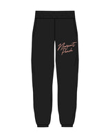 The Womens Classic Sweatpants - Black  - Newport Peach - Left Thigh - Peach