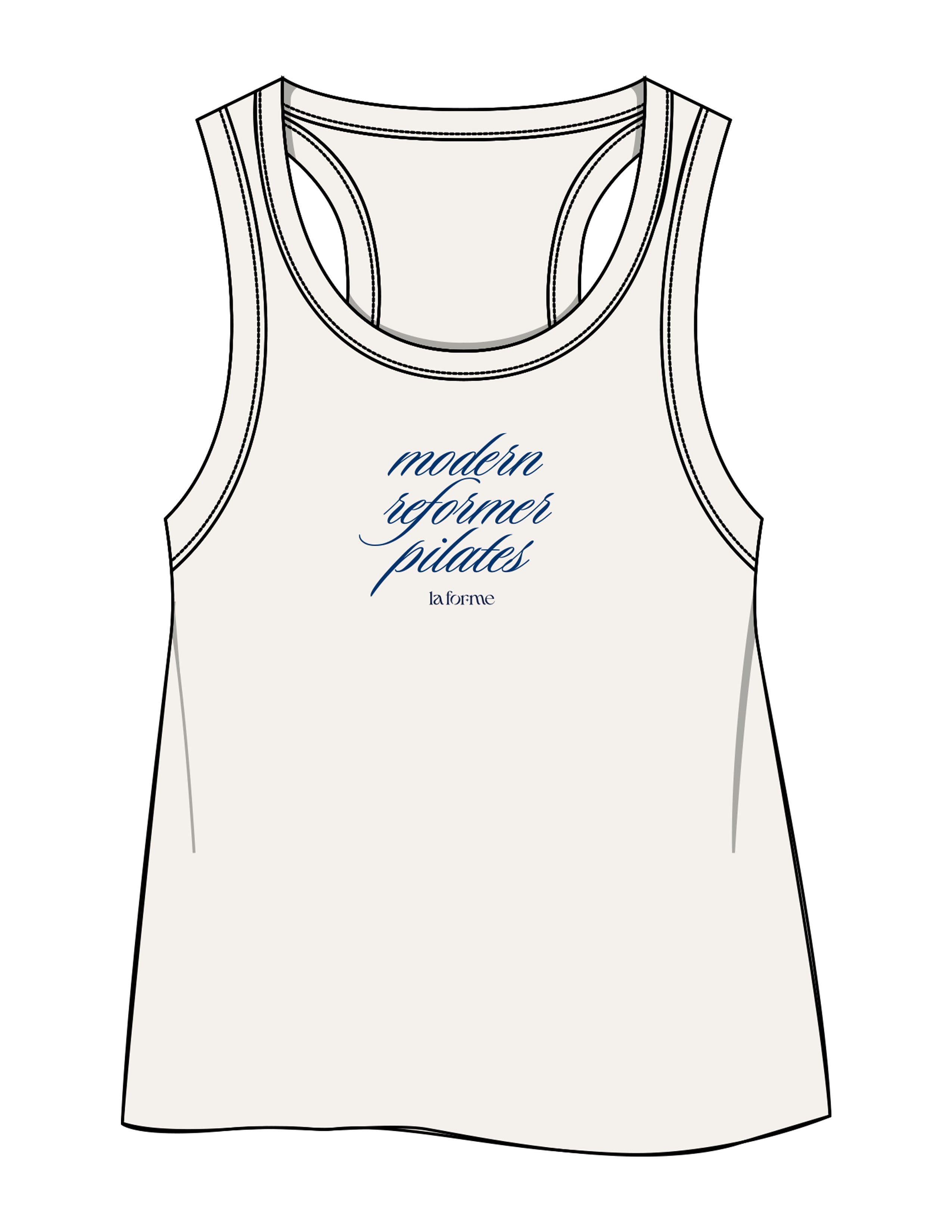 The Crop Tank - Butter - LA FORME PILATES - Center Chest Stacked - Printed - Full Color