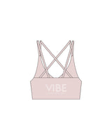 The Strappy Bra - Pink - Vibe Hot Yoga & Pilates - Back Stacked - Printed - White