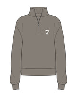 The Womens 1/4 Zip - Washed Gray - STUDIO 7 - Left Chest - Printed - Cream
