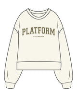 The Womens Heavyweight Crop - Off White - Platform - Center Chest "La Jolla | Liberty St" - Printed - Full Color