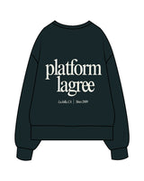 The Mens Crewneck - Pine Green - PLATFORM - Left Chest - Back Stacked - Printed - Off White