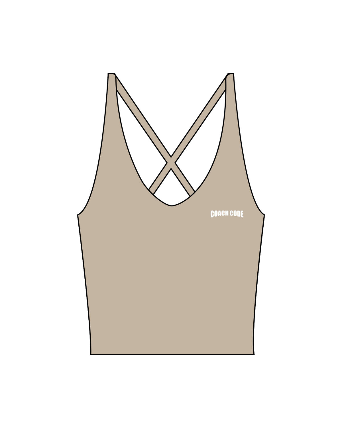 The Sporty Strappy Tank - Light Brown - Coach Code - Left Chest - Text - Printed - White