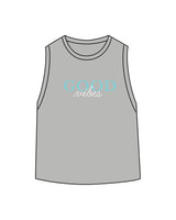 The Daily Crop Tank - Heather Gray - Squeeze Massage - Center Chest Stacked & Back Neckline - Printed - Full Color