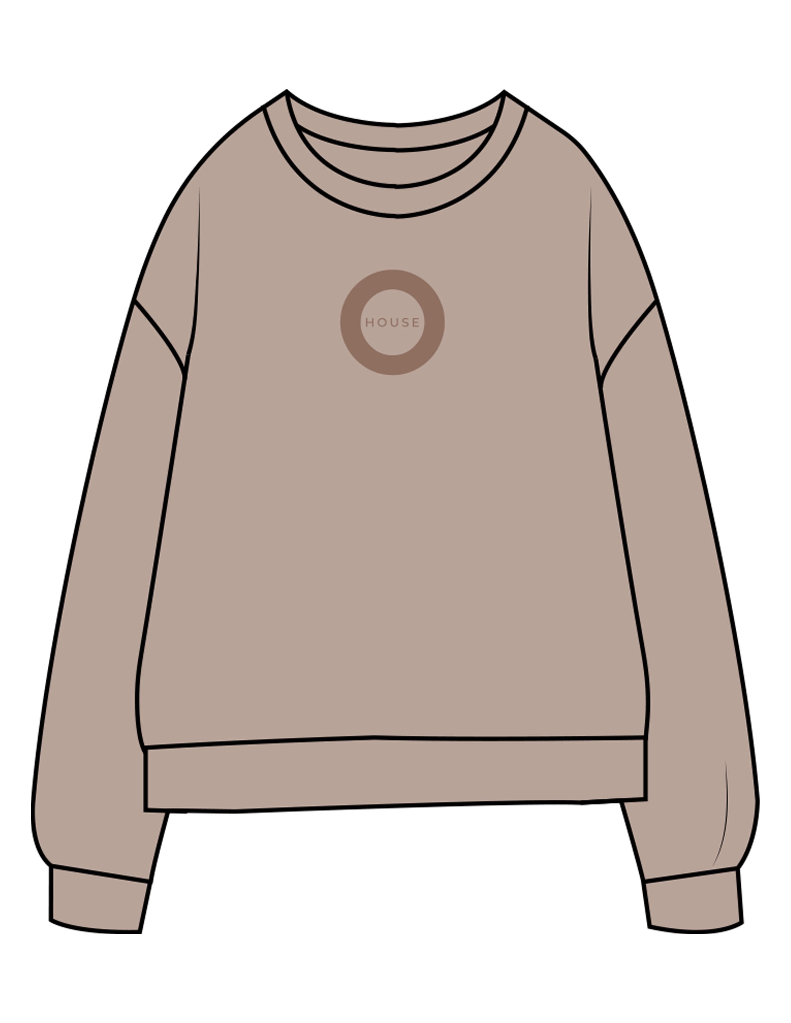 The Midweight Unisex Crewneck - Washed Cement - HiLo - Center Chest & Back Stacked - Printed - Tone on Tone
