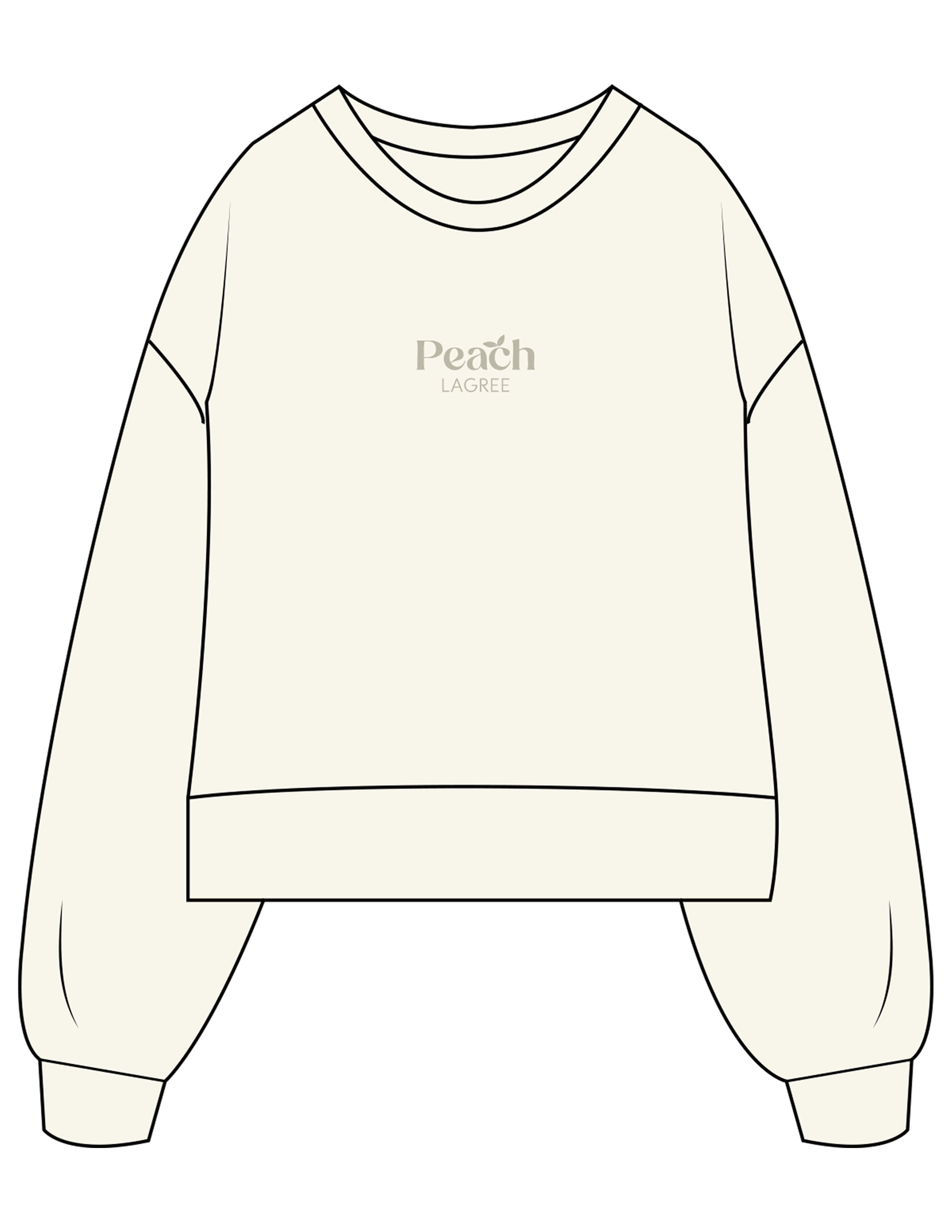The Womens Heavyweight Crop - Off White - Peach F.L - Center Chest Stacked - Printed - Tone on Tone
