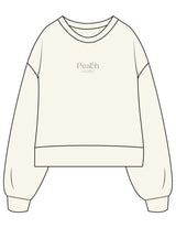 The Womens Heavyweight Crop - Off White - Peach F.L - Center Chest Stacked - Printed - Tone on Tone