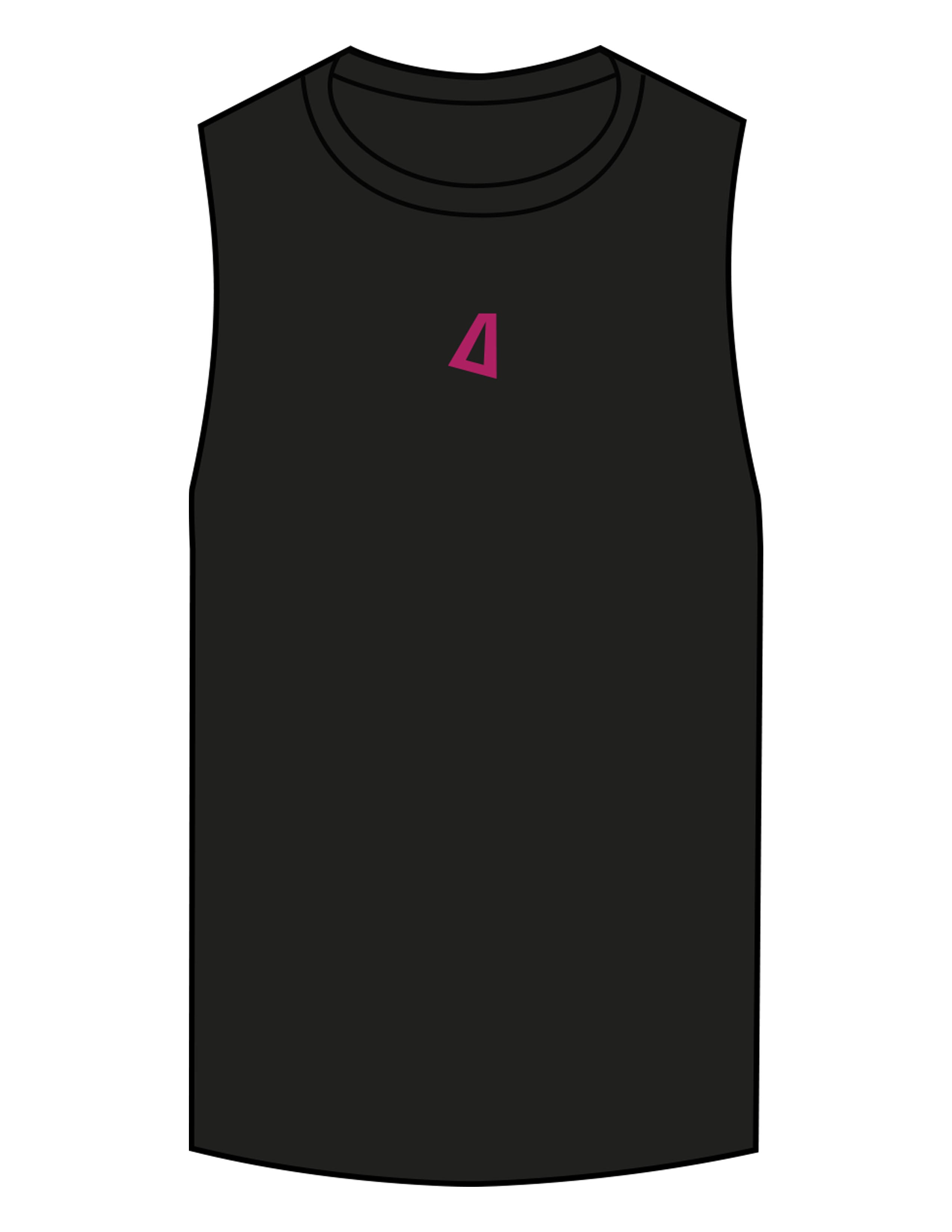 The Scoop Muscle Tank - Black - Delta Fitness - Center Chest & Back Stacked "DELTA" - Printed - Full Color