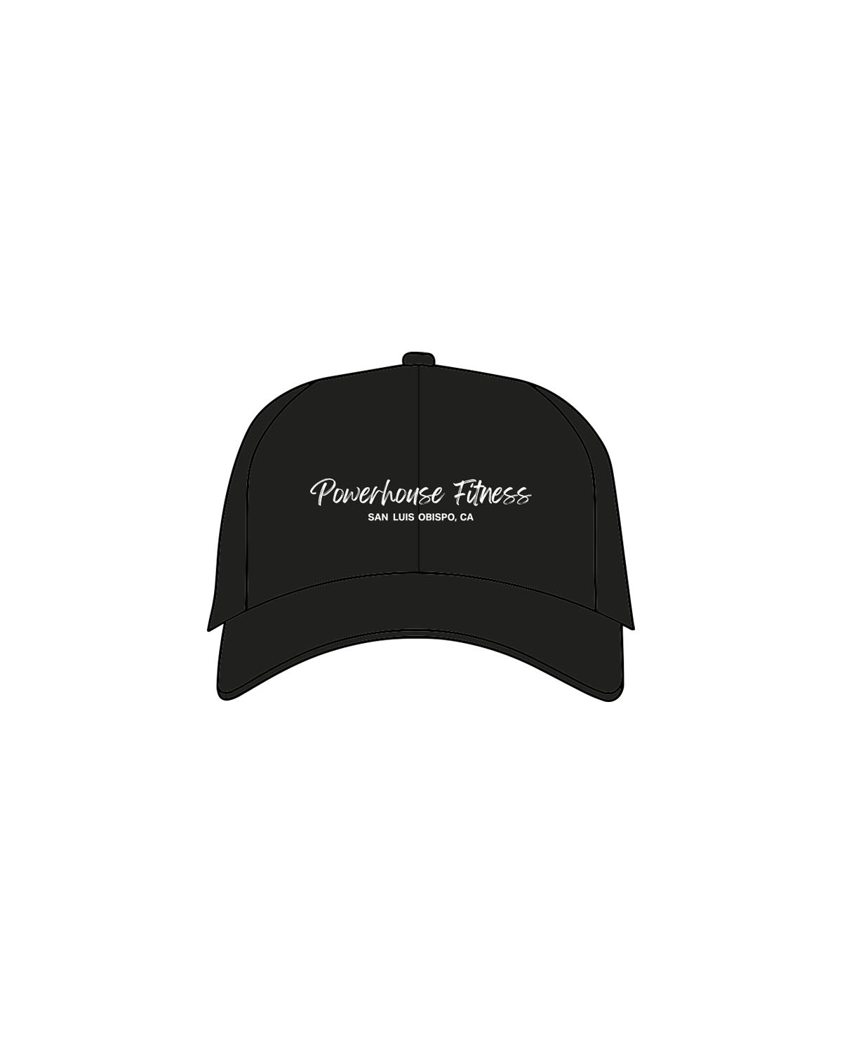 The Dad Hat - Black - Powerhouse Fitness - Center Crown Stacked - Embroidered - White