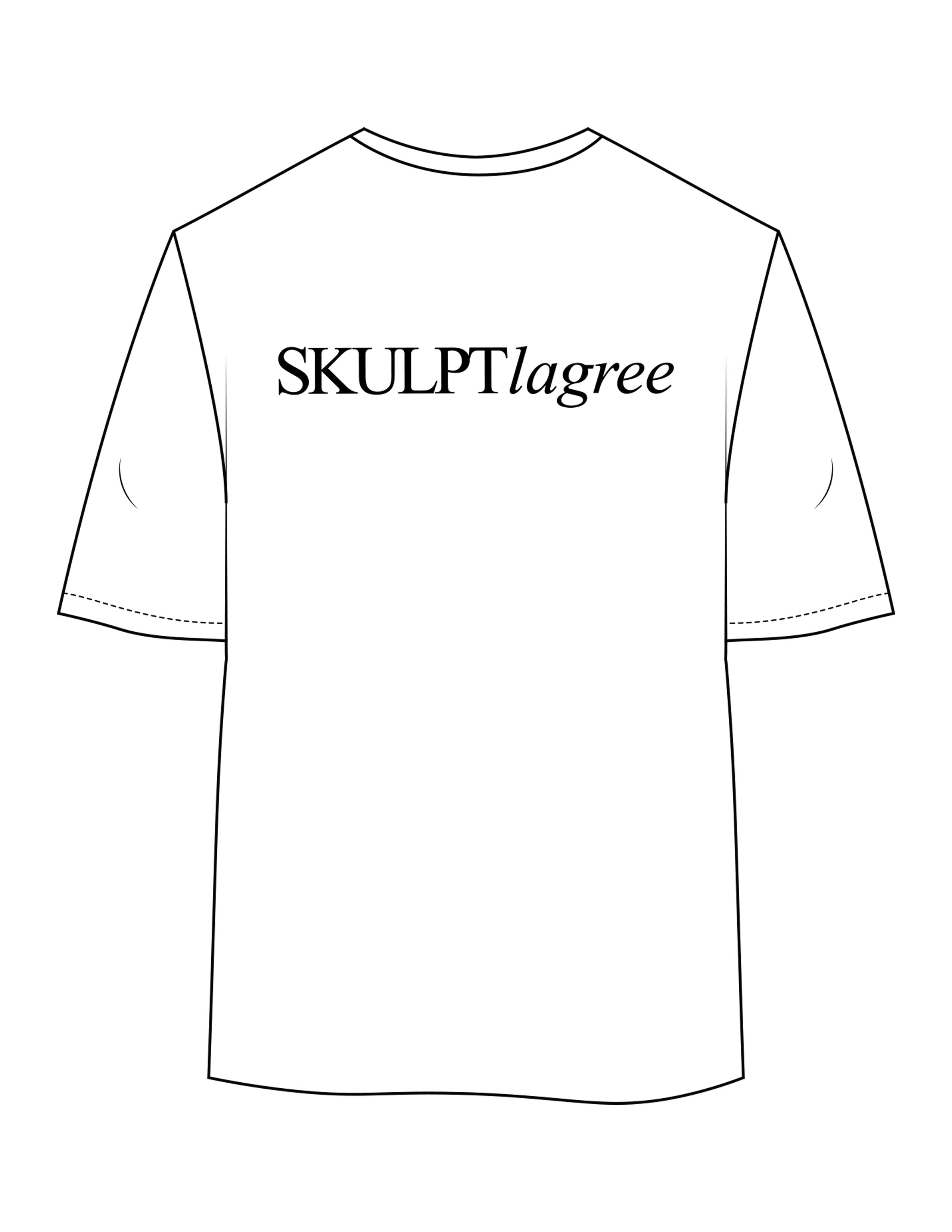 The Womens Oversized Tee - White - Skulpt Lagree - Center Back - Printed - Black