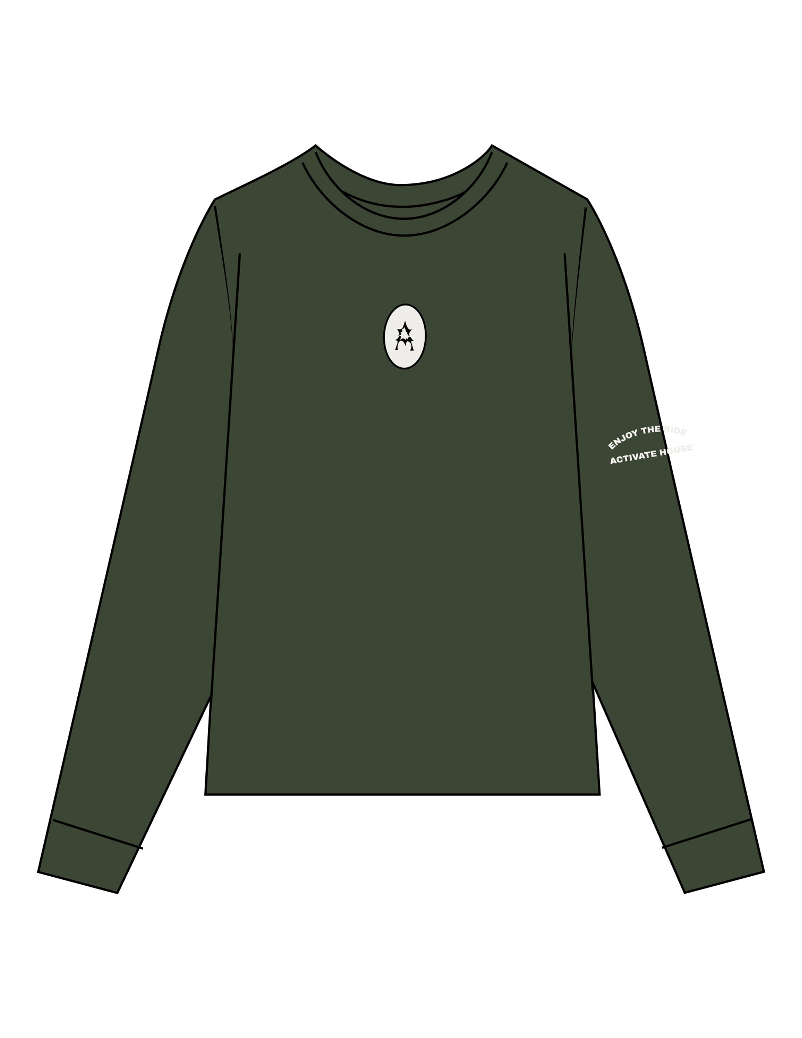 The Unisex Midweight Long Sleeve - Hemp - Activate House - Center Chest Oval & Left Sleeve - Printed - Full Color