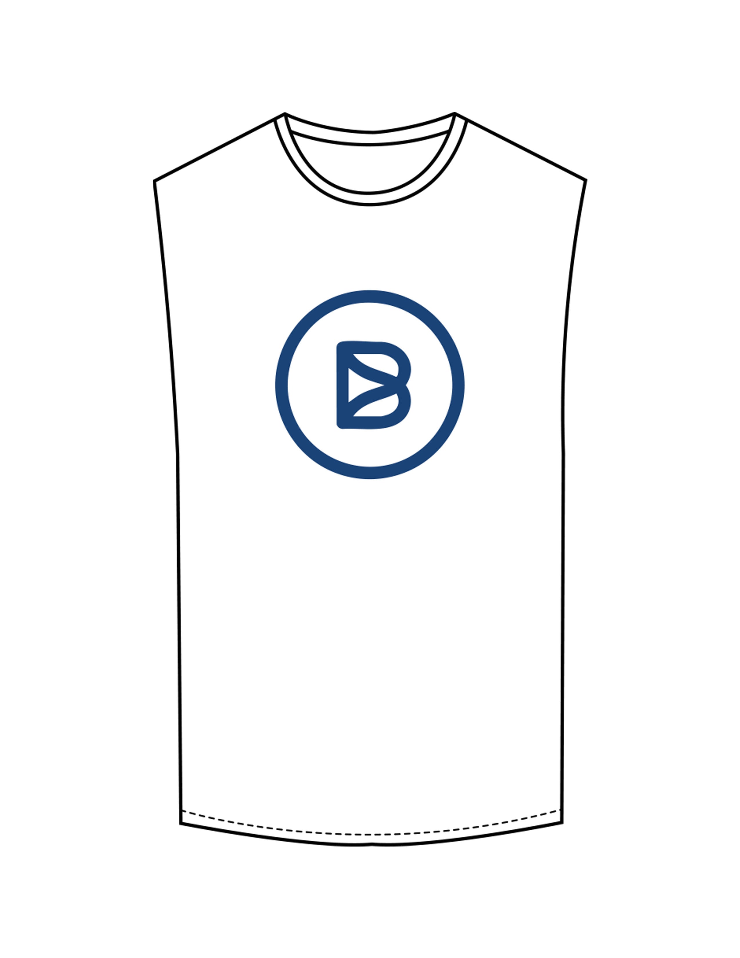 The Muscle Tank - White - Bond Fitness - Center Chest Round & Upper Back - Printed - Blue