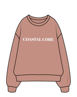 The Womens Crewneck - Clay - Coastal Core - Left Chest & Back Center - White