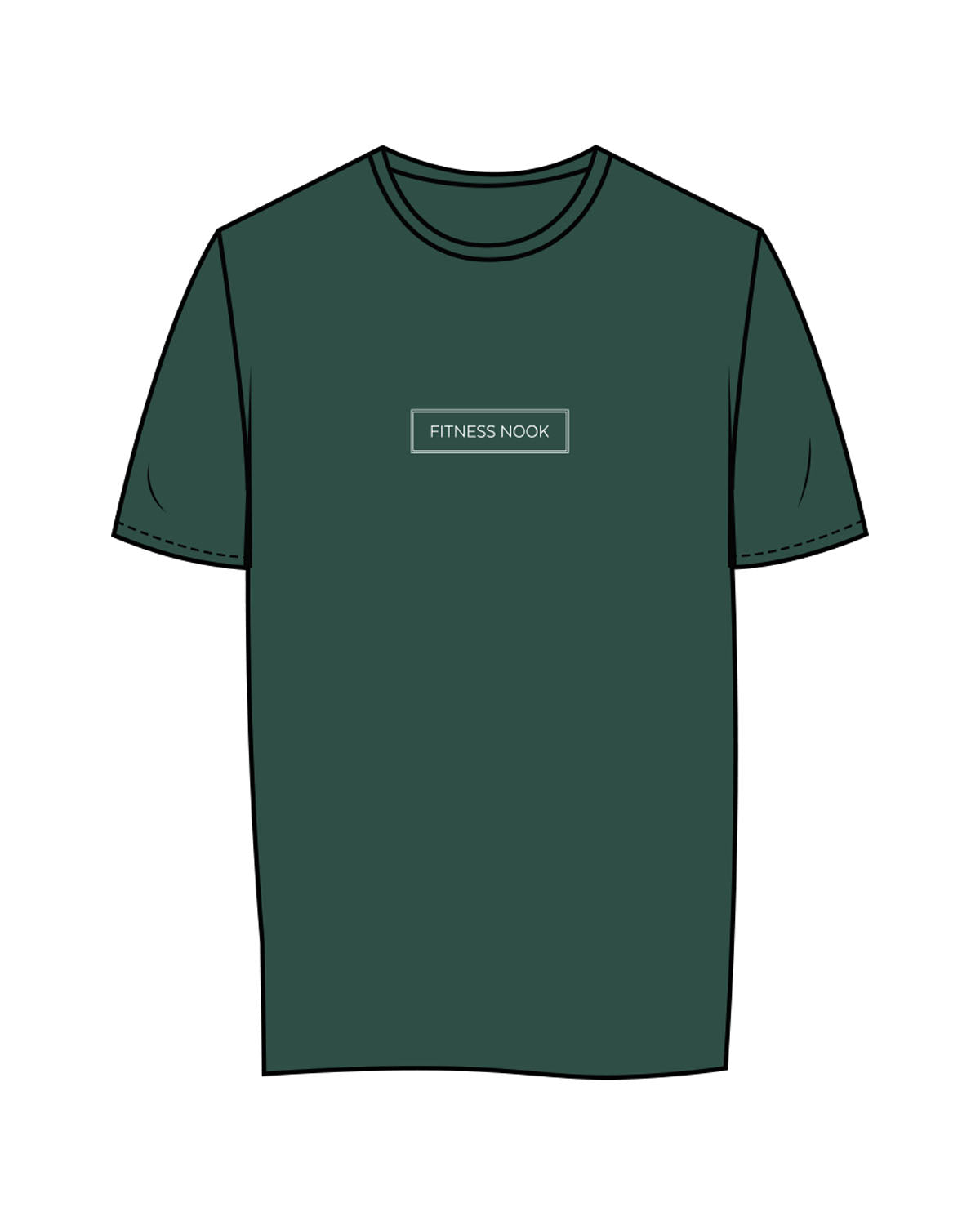The Womens Tee - Forest- Fitness Nook - Center Chest - Printed- White