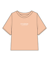The Midweight Crop Tee - Grapefruit - Fit 4 Mom Carlsbad Encinitas - Center Chest Stacked & Back Stacked - White