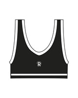 The Piped Bra - Black - Reform Fitness - Center Back - Printed - White