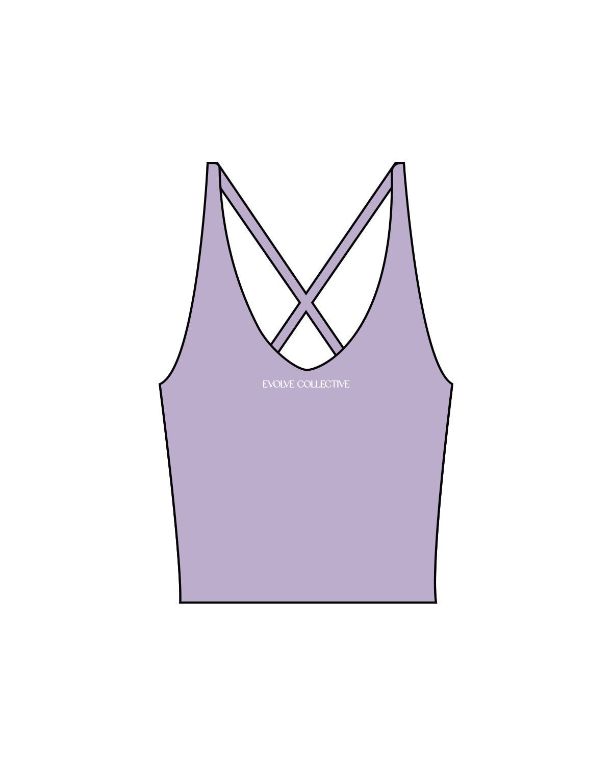 The Sporty Strappy Tank - Light Purple - Evolve Collective - Center Chest - Printed - White