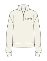 The Womens 1/4 Zip - Off White - Karve - Left Chest Stacked - Printed - Black