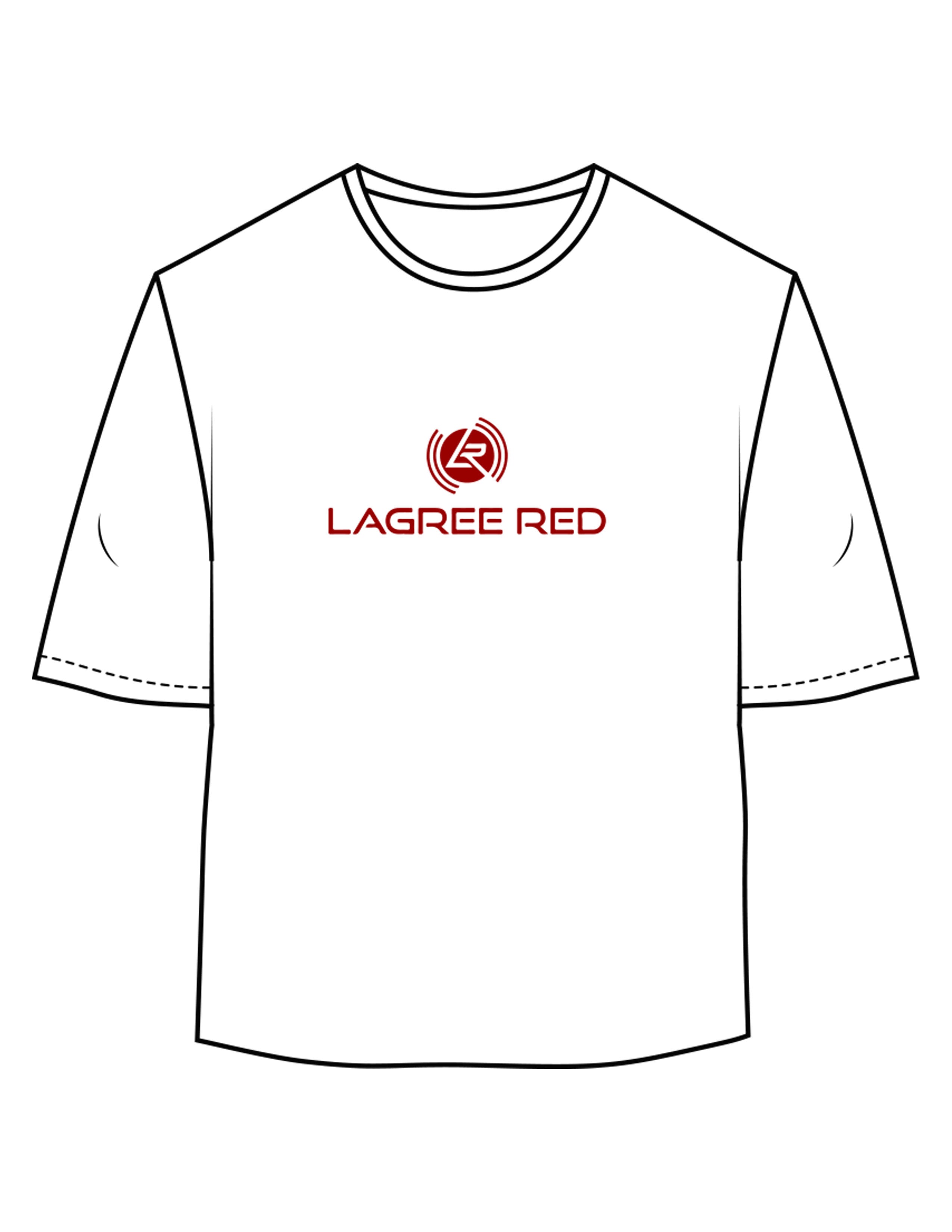 The Oversized Crop Tee - White - Lagree Red - Center Chest Stacked - Printed - Red