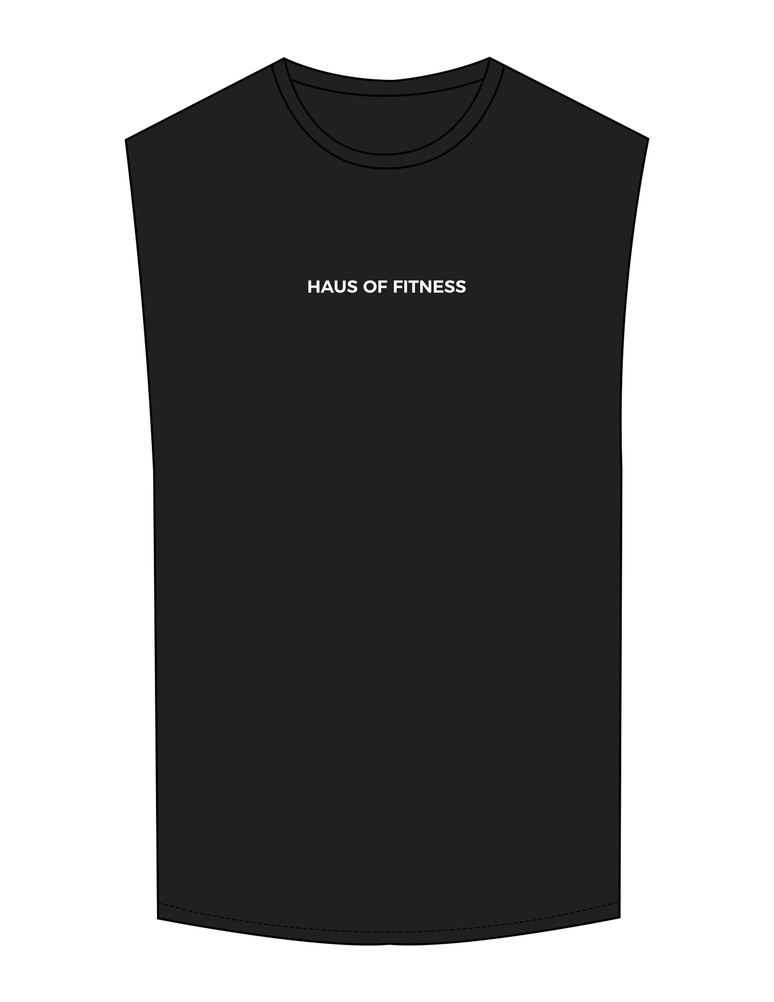 The Muscle Tank - Black - Haus of Fitness - Center Chest & Back Round - Printed - Full Color