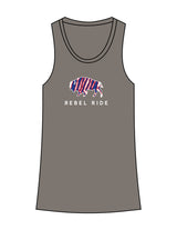 The Womens Full Length Tank - Charcoal - Rebel Ride - Chest Image Stacked - Printed - Full Color
