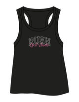 The Crop Tank - Black - Rush Cycle Studio - Center Chest Stacked - Printed - Full Color