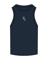 The Ribbed Full Length Tank - Navy - M4Lagree - Center Chest - Embroidered - Light Tan